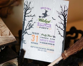 Bewitching Wicked Witch Halloween Costume Party - Printable Customized Invitation