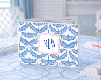 Gepersonaliseerde mahjongkaartomslag en plastic hoessticker afdrukbare canvassjabloon | Mahjongkaartbeschermer | Aangepast monogram | Mahj-cadeau