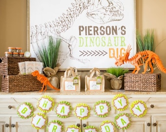 Dinosaur Excavation Dino Dig Birthday Sign - Printable Customized Poster