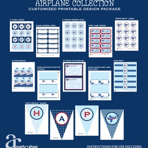 Airplane Birthday Party Printables - Printable Customized Package - Etsy