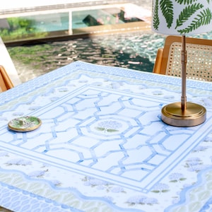 NEW NEOPRENE House of Hydrangea Mahjong Mat | Blue & White Mahjong | Coastal Table Mat | Grandmillennial Mahjong Decor | Hamptons Hydrangea image 4