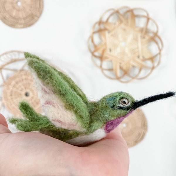 Handmade Needle Felted Wool Hummingbird; Enclosed Porch Decor; Hanging Decor; Hummingbird Ornament; Mother’s Day Gift;  MADE TO ORDER