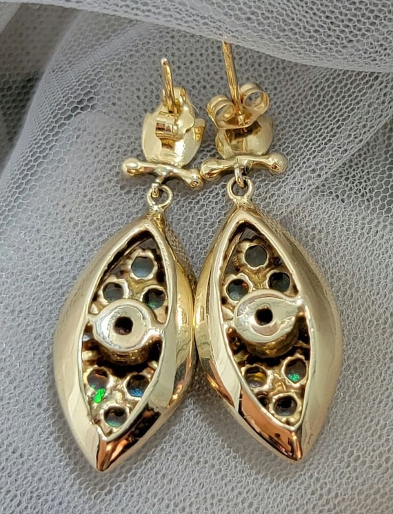 Pair of 14K Yellow Gold Vintage Opal Pierced Dang… - image 4