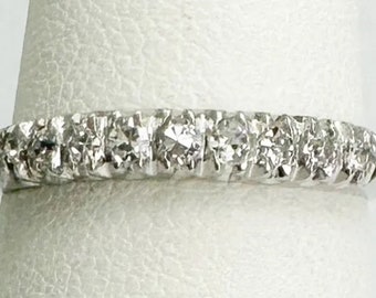 Antique Platinum Diamond Band style Ring. Diamond Wedding Ring, Engagement Ring, Stackable Ring, Diamond Ring