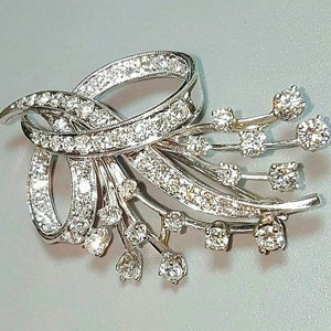 14K White Gold Diamond Statement Pendant Brooch