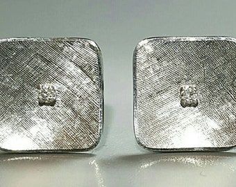 Pair of 14K White Gold Vintage Diamond Cufflinks