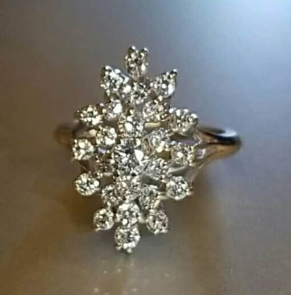 14K White Gold Diamond Cocktail Ring