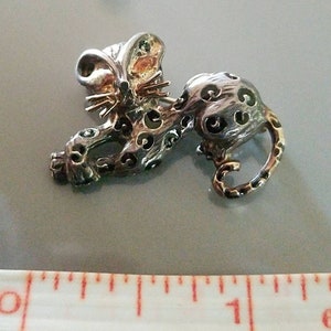 14K White and Yellow Gold Accented with Black Enamel Kitten Brooch