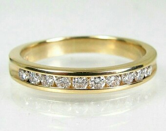 14K Yellow Gold Channel set Diamond Band style Ring. Wedding, Anniversary Ring