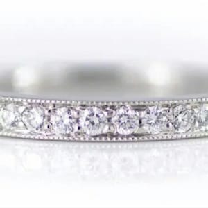 Vintage Platinum Chanel Set Diamond Wedding Ring, 0.40ctw