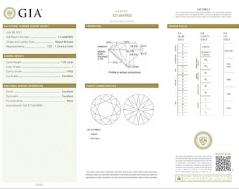 Round Brilliant Cut Diamond Weighing 1.36 Carats with a Clarity Grade of VVS-2 and a Color Grade of I. Excellent Cut Grade