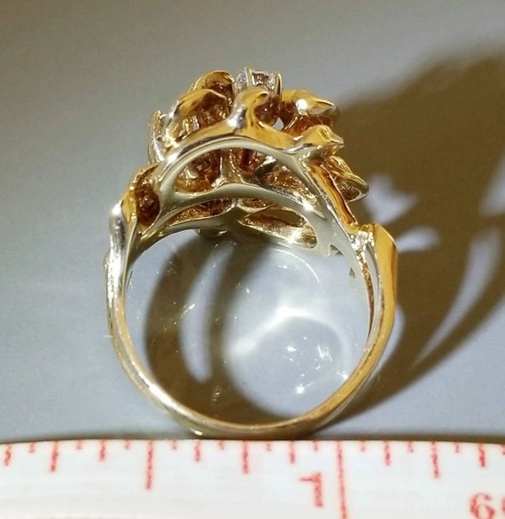 14K Yellow Gold Three Stone Diamond Cocktail Stat… - image 3