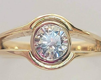 14K Yellow Gold Bezel set 1/2 Carat Diamond Ring