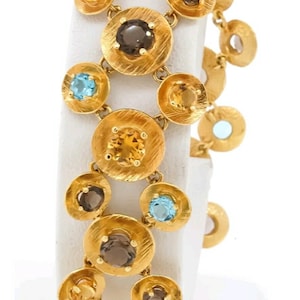 I. Reiss 14K Yellow Gold Matte-Finish Gallery Bracelet Set With Multi Gemstones