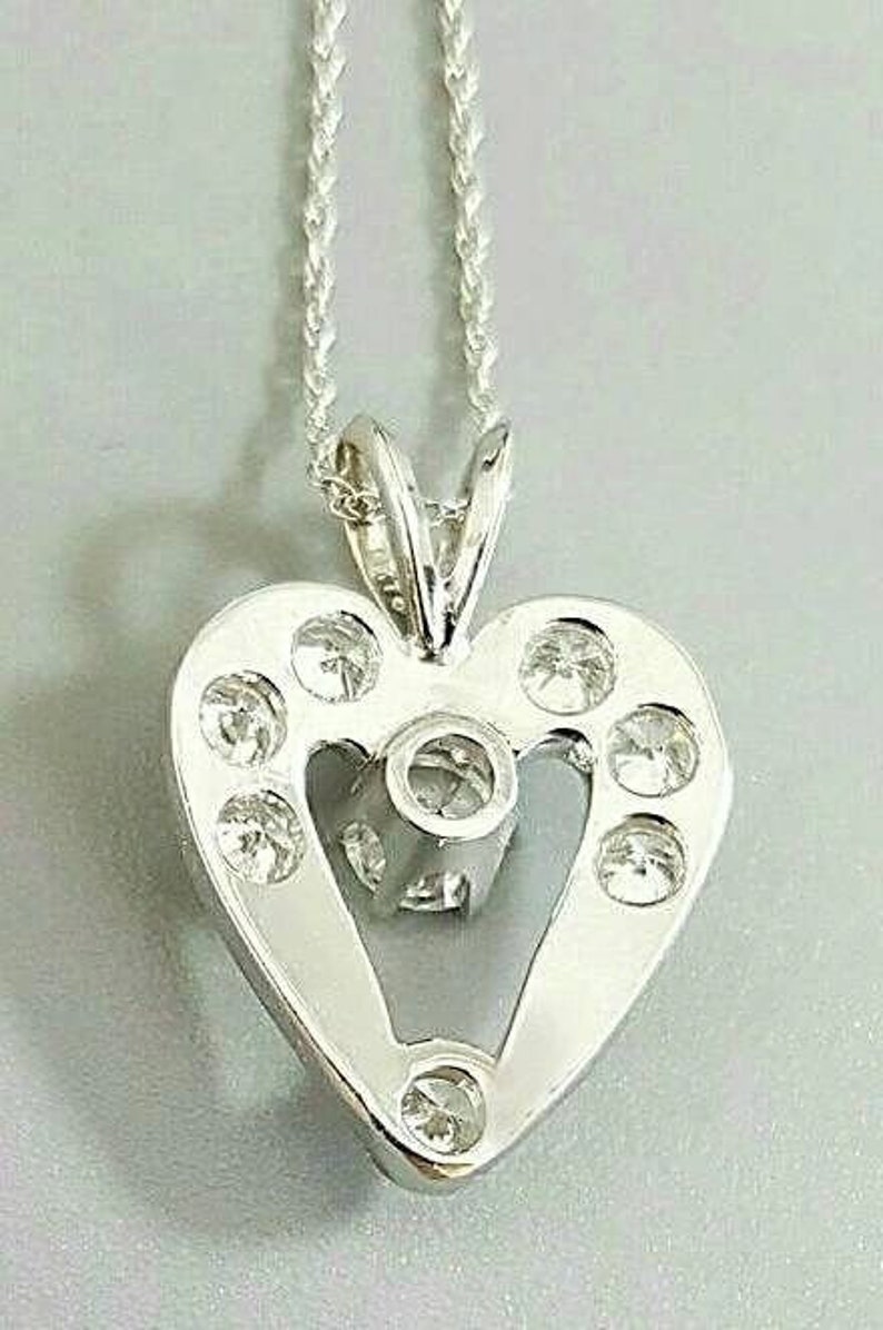 14K White Gold Diamond Heart Shaped Pendant on a 14K Gold Pendant Chain image 5