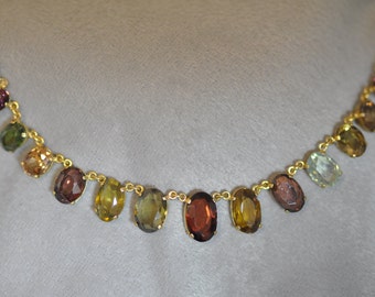 18K Yellow Gold Multi Gemstone Neckace