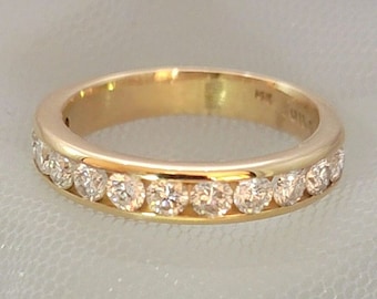 14K Yellow Gold 1.00 Carat Total Weight Channel set Diamond Band style Ring