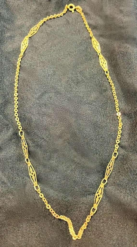 18K Yellow Gold 16 Inch Fancy Link style Necklace… - image 3