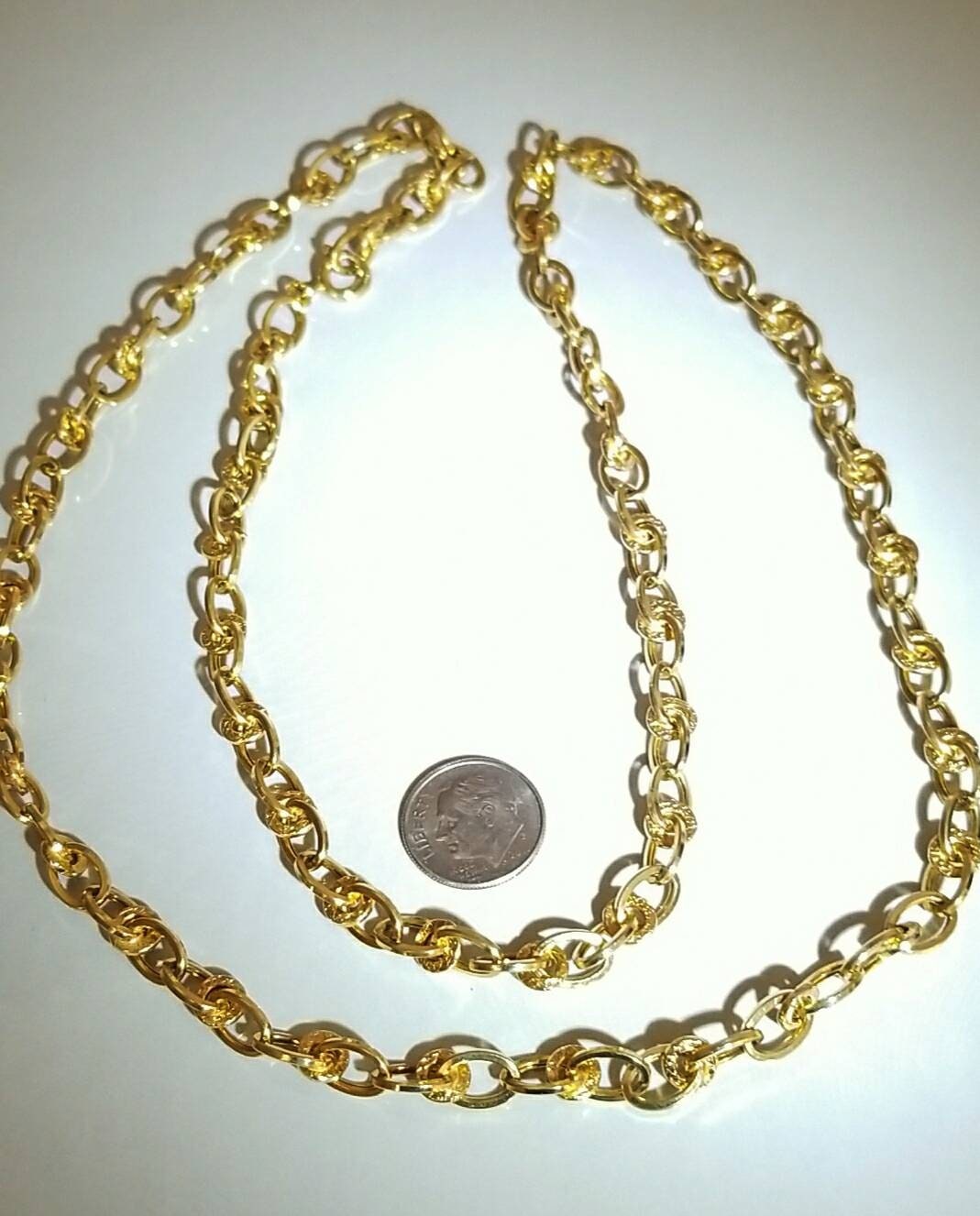 Marked 14K Yellow Gold Fancy Chain Style Necklace | Etsy