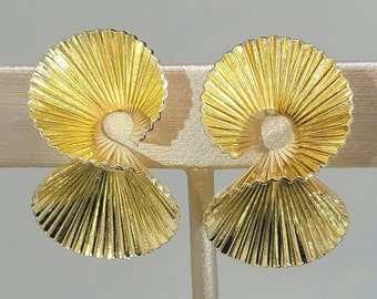 Pair of 14K Yellow Gold JOST Clip on Earrings in an S-Shape. Post Can be Added