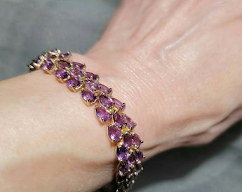 14K Yellow Gold Hallmarked MQ Well Made Amethyst Bracelet