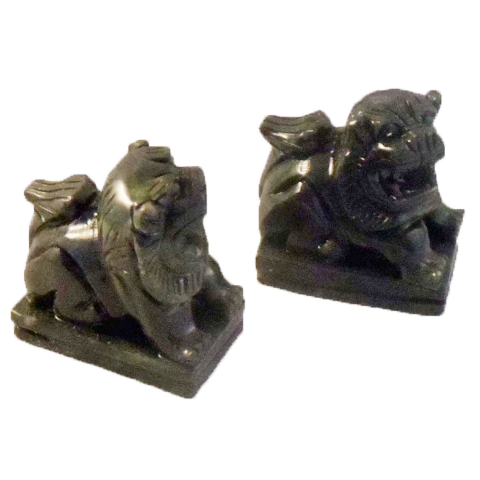 Foo Dogs Statues Asian Art Small Pair Jade Gemstone Temple Etsy