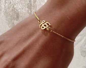 Bracelet Ek Onkar plaqué or fait à la main en PUNJABI Gurmukhi avec finition polie et brillante Article cadeau Sikh Khalsa