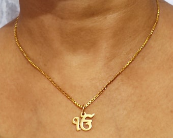 Gold Plated Ik Onkar / Ek Onkar handmade Pendant in Gurmukhi script Prabhki font Sikh religious