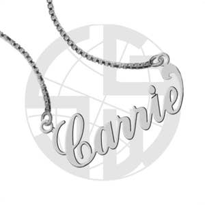 Sterling Silver Personalized Handmade CARRIE Style Name Necklace with ANY NAME of your choice in English with High Polish Shiny Finish