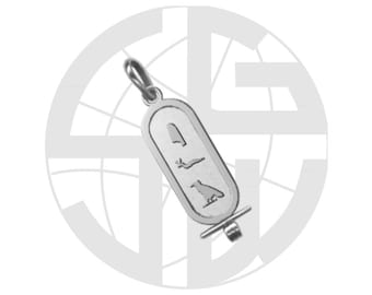 Sterling Silver Personalized Cartouche Necklace, Handmade Egyptian Hieroglyphs