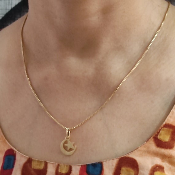 Crescent moon and star necklace islam discount
