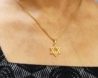 Pendentif étoile de David plaqué or fait à la main symbole religieux juif et israélien