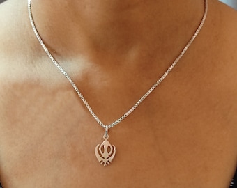 Pendentif KHANDA en argent sterling emblème militaire sikh fait à la main, Khalsa, Punjabi