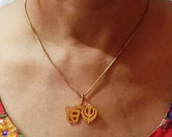 Ek Onkar-Khanda Pendentif Plaqué Or Sikh Punjabi Khalsa Article cadeau