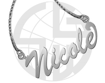 Sterling Silver Personalized Handmade Name Necklace with ANY NAME of your choice in English with High Polish Shiny Finish Gift item - BS