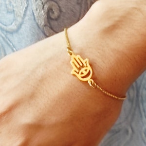 Hamsa Evil Eye Bracelet handmade Gold Plated or Sterling Silver