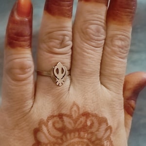 Sterling Silver Khanda Ring handmade Punjabi Sikh Khalsa religious symbol gift item