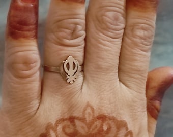 Sterling Silver Khanda Ring fait à la main Punjabi Sikh Khalsa symbole religieux article cadeau