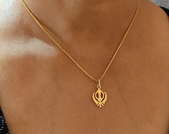 Pendentif Khanda fait à la main en plaqué or Punjabi Sikh symbole, emblème militaire, article cadeau