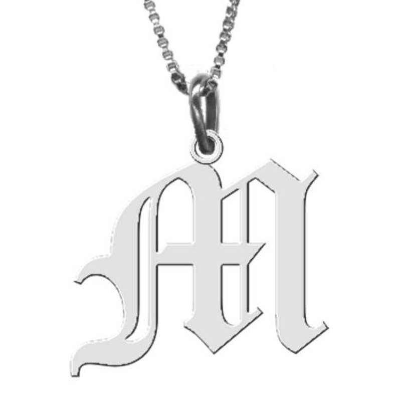 Sterling Silver Handmade Initial Pendant ANY Letter of your choice in Old English image 1
