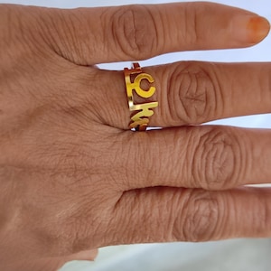 Gold Plated Name Ring handmade personalise any name in Punjabi Gurmukhi script