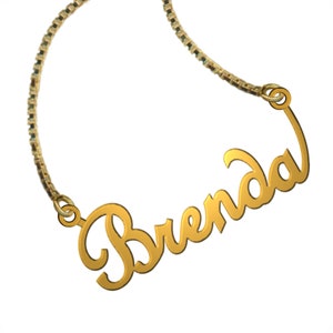 Gold Plated Personalized Handmade Name Necklace with ANY NAME of your choice in English with High Polish and Shiny Finish Gift item - FS