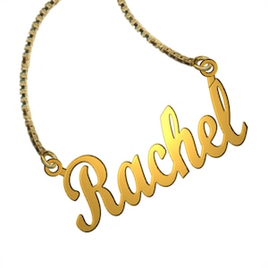Gold Plated Personalized Handmade Name Necklace with ANY NAME of your choice in English with High Polish and Shiny Finish Gift item - SB