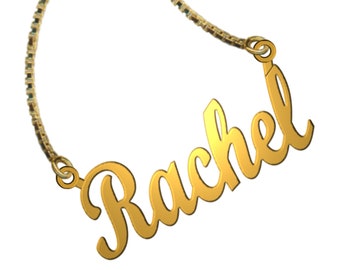 Gold Plated Personalized Handmade Name Necklace with ANY NAME of your choice in English with High Polish and Shiny Finish Gift item - SB