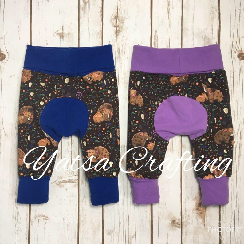 Woolly Mammoth Maxaloone cloth diaper friendly grow with me pants or shorts