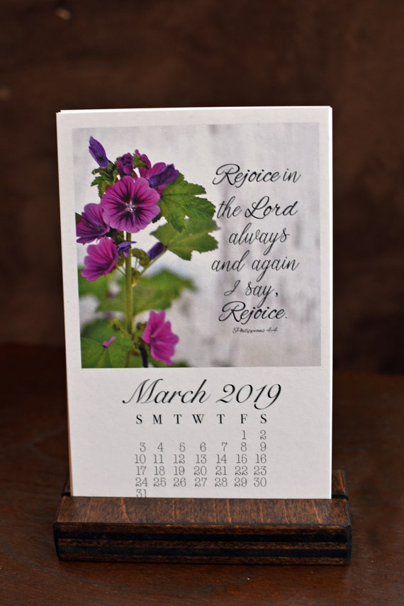 2019 Bible Verse Desk Calendar Encouraging Bible Verse Flower Photo For Each Month