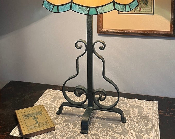 Ethan Allen Lamp Vintage Wrought Iron Ethan Allen Black/green/blue