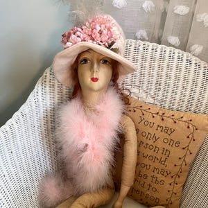 Antique French Boudoir Doll - 32&quot; Bed Doll - Circa 1930 - Flapper Doll - Salon Parlor Doll