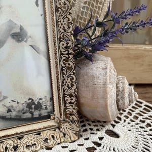 Vintage 5 x 7  Picture Frame - White Over Gold Tone Metal Filigree Picture Frame Horizontal Vertical Photo Frame