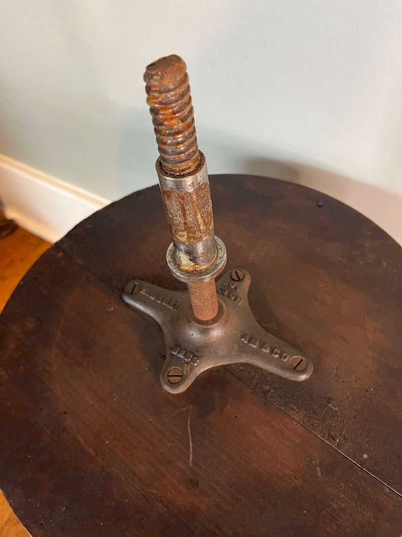Antique Piano Stool With Cast Iron & Glass Ball Claw Feet Round Swivel